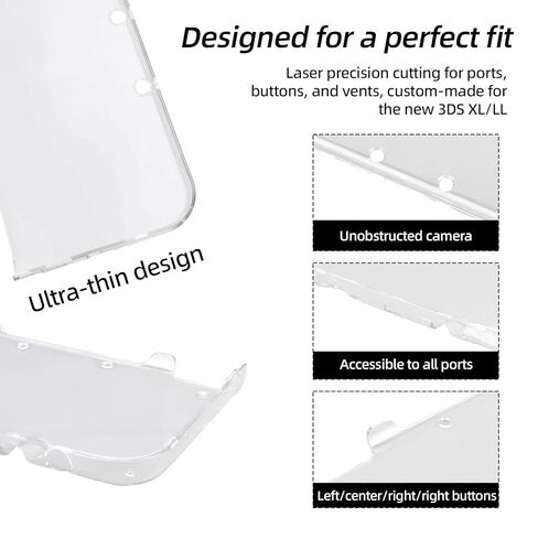 حافظة BTFO شفافة مع كابل شاحن USB، غطاء واقي شاشة صلب شفاف فقط لجهاز 3DS XL LL الجديد لعام 2015 يتضمن ملحقات كابل شحن سريع 1.2 متر/3.94 قدم (تصميم بدون مفصلات) in Kuwait