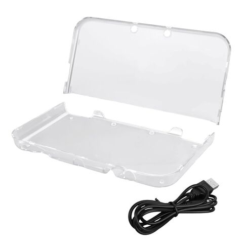 حافظة BTFO شفافة مع كابل شاحن USB، غطاء واقي شاشة صلب شفاف فقط لجهاز 3DS XL LL الجديد لعام 2015 يتضمن ملحقات كابل شحن سريع 1.2 متر/3.94 قدم (تصميم بدون مفصلات) in Kuwait