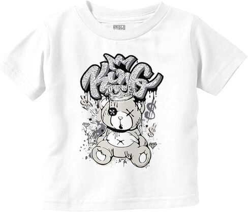 تي شيرت برسومات Urban Streetwear King Teddy Bear للأطفال الصغار in Saudi Arabia