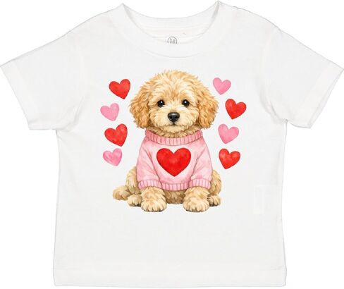 inktastic Cute Golden Doodle Puppy Heart Valentine's Day Toddler T-Shirt in Saudi Arabia
