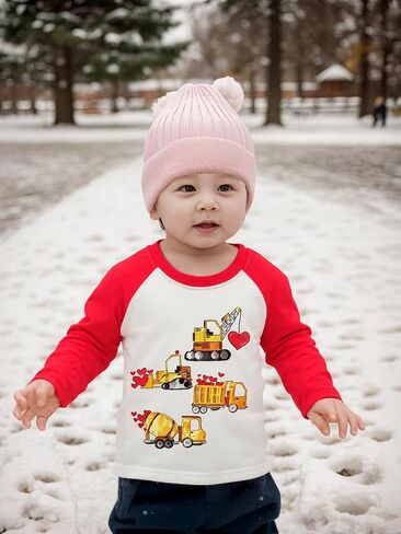 Kids Valentines Day Shirt Boys Girls Valentine's Heart Monster Truck Toddler Raglan Tees Graphic Long Sleeve 2-7T in Kuwait