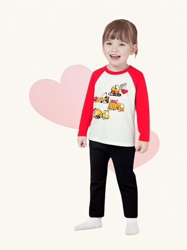 Kids Valentines Day Shirt Boys Girls Valentine's Heart Monster Truck Toddler Raglan Tees Graphic Long Sleeve 2-7T in Kuwait