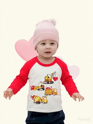 Kids Valentines Day Shirt Boys Girls Valentine's Heart Monster Truck Toddler Raglan Tees Graphic Long Sleeve 2-7T in Kuwait
