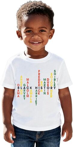 Ritatte Toddler Boys Girls Black History Shirts Colorful Letter Black History Month T-Shirt Kids Funny Summer Tees Tops in Saudi Arabia