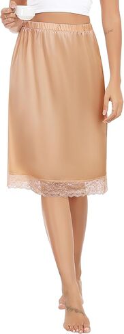 Lovasy Slip Skirt for Women Long Satin Half Slips Lace Underskirt Meairt anti-Static Skirt for Under Dresses S-3XL in Kuwait