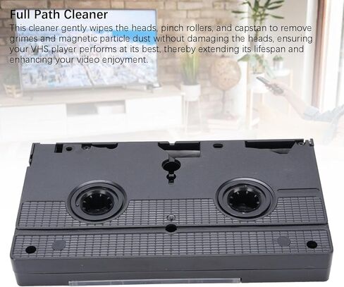 منظف ​​رأس VCR، منظف رأس مشغل VHS مع نظام التنظيف الرطب، منظف الكابستان والأسطوانة القرصية، قابل لإعادة الاستخدام 50 مرة، سهل الاستخدام، طريقة التنظيف الرطب لمشغل VCR، مشغل VHS in Kuwait