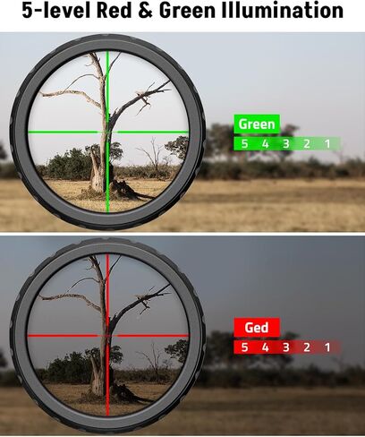 Midten 3-9x40 Rifle Scope for .22 Caliber Rifles with Locking Turret, Zero Reset, Red and Green Illuminated Crosshair Reticle, 1 inch Tube SFP Riflescope with 20mm Scope Rings in Kuwait