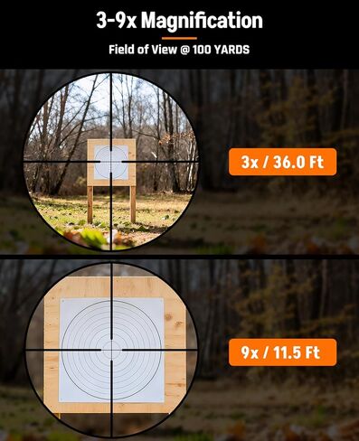 Midten 3-9x40 Rifle Scope for .22 Caliber Rifles with Locking Turret, Zero Reset, Red and Green Illuminated Crosshair Reticle, 1 inch Tube SFP Riflescope with 20mm Scope Rings in Kuwait