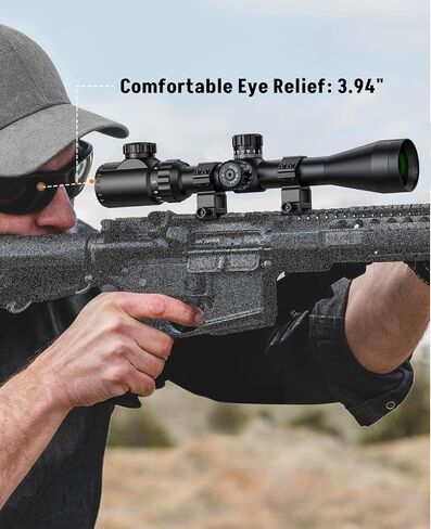 Midten 3-9x40 Rifle Scope for .22 Caliber Rifles with Locking Turret, Zero Reset, Red and Green Illuminated Crosshair Reticle, 1 inch Tube SFP Riflescope with 20mm Scope Rings in Kuwait