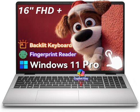 كمبيوتر محمول Dell 16 بشاشة تعمل باللمس DC16251، Intel Core 7 150U (حتى 5.4 جيجا هرتز)، 32 جيجا DDR5، 1 تيرابايت SSD، 16:10 (1920 x 1200) 300 Nits، بصمة الإصبع ولوحة مفاتيح بإضاءة خلفية، Win 11 Pro، مفتاح مساعد، للأعمال والطلاب in Kuwait