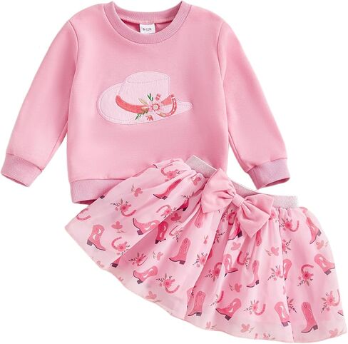 Kayotuas Western Toddler Girl Clothes Fall Outfit Cowboy Hat Sweatshirt Tops and Tulle Tutu Skirts Set Little Cowgirl Dress in Saudi Arabia