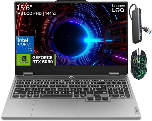 كمبيوتر محمول للألعاب Lenovo LOQ، مقاس 15.6 بوصة FHD IPS 144 هرتز، Intel 14-Core i7-13650HX، GeForce RTX 5050، ذاكرة الوصول العشوائي DDR5 سعة 24 جيجابايت، 2 تيرابايت SSD، Windows 11 Pro، 2021 Lifetime MS Luna Gray in Kuwait
