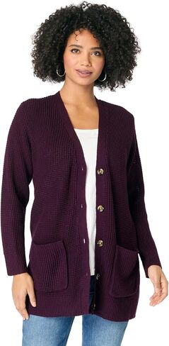 Roaman's Women's Plus Size Waffle Button Front Cardigan in Saudi Arabia