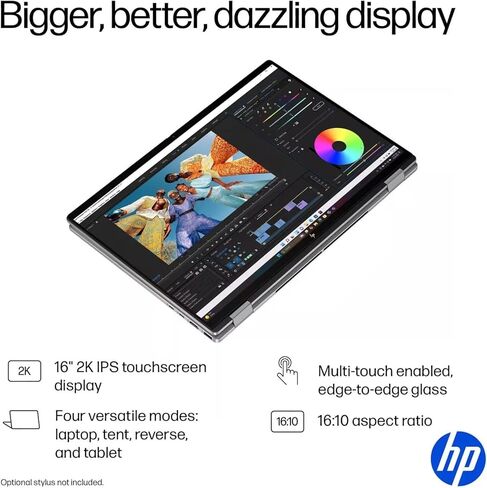كمبيوتر محمول HP OmniBook X Flip 2 في 1، شاشة لمس 16 بوصة 2K IPS، AMD Ryzen AI 5 340 (Beat i7-1355U)، 16 جيجابايت LPDDR5X 1 تيرابايت SSD، AMD Radeon 840M Graphics، Wi-Fi 6E، كاميرا خصوصية 5 ميجابكسل IR، AI Copilot+ PC، Win 11 in Kuwait