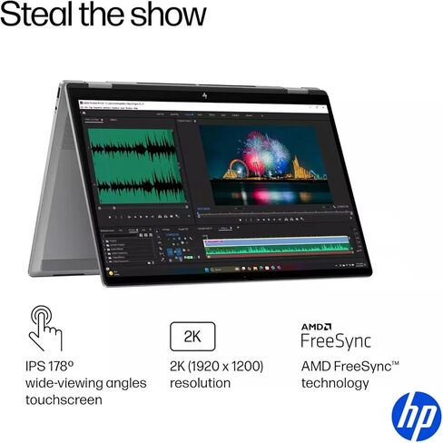 كمبيوتر محمول HP OmniBook X Flip 2 في 1، شاشة لمس 16 بوصة 2K IPS، AMD Ryzen AI 5 340 (Beat i7-1355U)، 16 جيجابايت LPDDR5X 1 تيرابايت SSD، AMD Radeon 840M Graphics، Wi-Fi 6E، كاميرا خصوصية 5 ميجابكسل IR، AI Copilot+ PC، Win 11 in Kuwait