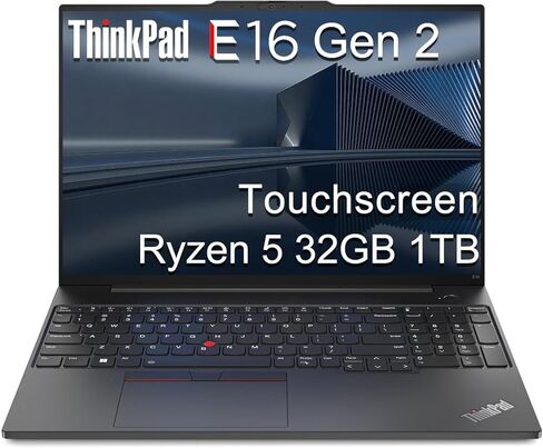 كمبيوتر محمول Lenovo ThinkPad E16 Gen 2 Business (16 بوصة FHD + شاشة لمس، AMD Ryzen 5 7535U (> Intel i7-1255U)، ذاكرة الوصول العشوائي DDR5 سعة 16 جيجابايت، 512 جيجابايت SSD) قارئ بصمات الأصابع، كاميرا ويب، إيثرنت، ويندوز 11 برو مع مساعد الطيار، أسود in Kuwait