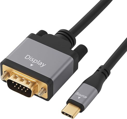 USB C to VGA Cable (Type-C to VGA), 1080P 60Hz Full HD, Gold-Plated Connectors, Durable PVC Cord – Compatible with MacBook, iPad Pro, Chromebook, Dell, HP, Monitor, Projector, 6.6 FT in Saudi Arabia