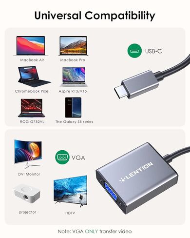 محول USB-C إلى VGA 1080P، رمادي فلكي in Saudi Arabia