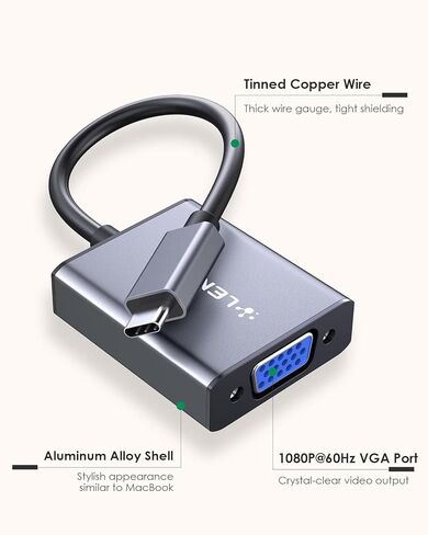 محول USB-C إلى VGA 1080P، رمادي فلكي in Saudi Arabia