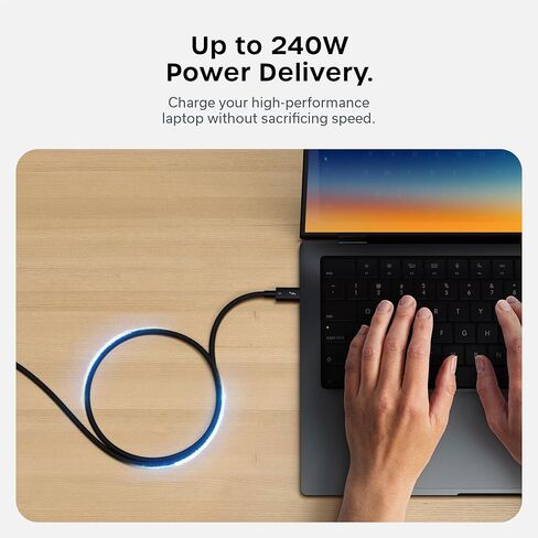 كابل Thunderbolt 5 معتمد من Satechi، 240 وات PD، بيانات 120 جيجابت/ثانية، مزدوج 8K@60 هرتز، ثلاثي 4K@144 هرتز، Thunderbolt 5/4/3، كابل USB-C متوافق مع iPhone 17، MacBook Air/Pro، أجهزة الكمبيوتر المحمولة in Saudi Arabia