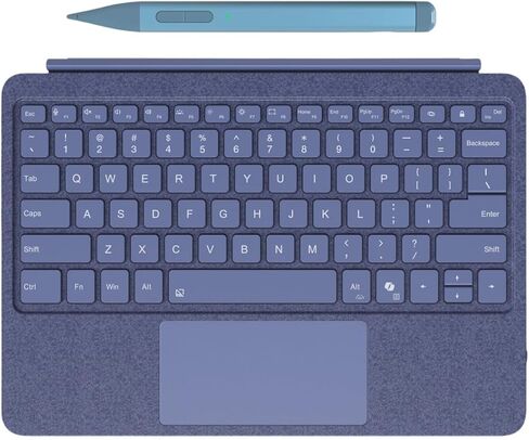 حزمة لوحة مفاتيح Surface Pro وقلم نحيف 2 لجهاز Surface Pro 12 بوصة، غطاء محمول نحيف، لوحة مفاتيح بإضاءة خلفية للوحة التتبع متعددة اللمس (أزرق) in Kuwait