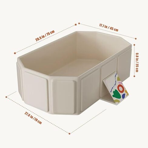 PandaEar Foldable Baby Bathtub, Large Collapsible Kids Bath Tub for Toddlers & Infants, Space-Saving Portable Bath Bucket with Drain Plug, Non-Slip Design for Home Use -Cream in Saudi Arabia