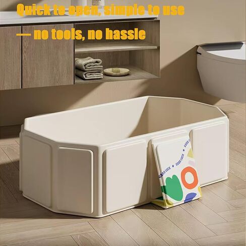 PandaEar Foldable Baby Bathtub, Large Collapsible Kids Bath Tub for Toddlers & Infants, Space-Saving Portable Bath Bucket with Drain Plug, Non-Slip Design for Home Use -Cream in Saudi Arabia