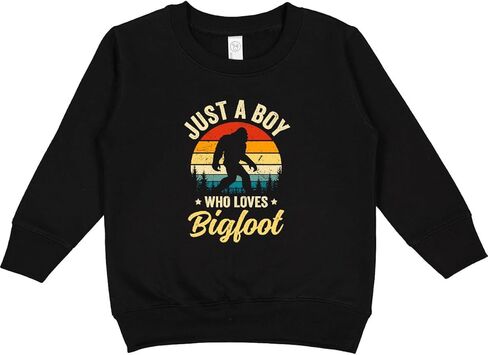 inktastic Just a Boy Who Loves Bigfoot Retro Sasquatch Toddler Sweatshirt in Saudi Arabia