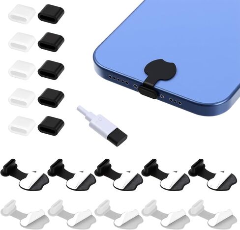 20 قطعة من سدادات الغبار ذاتية اللصق من النوع C، غطاء غطاء USB-C، غطاء منفذ الشحن من النوع C متوافق مع أي قابس غبار لمنافذ شحن USB-C in Kuwait