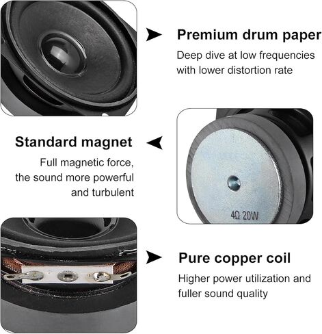2PCS 3"4Ohm 20W Full Range Audio Speaker Stereo Woofer Loudspeaker for Arduino DIY Waterproof HiFi Woofer Speaker Car Audio Subwoofer Stereo Systems in Saudi Arabia