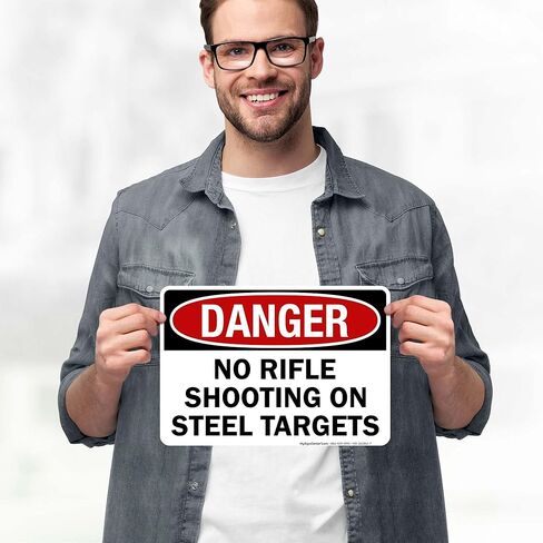 No Rifle Shooting On Steel Targets Sign, 10x7 Inches, 4 Mil Vinyl Decal Stickers Weather Resistant, Made in USA by My Sign Center in Saudi Arabia