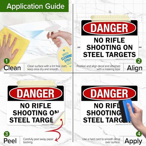 No Rifle Shooting On Steel Targets Sign, 10x7 Inches, 4 Mil Vinyl Decal Stickers Weather Resistant, Made in USA by My Sign Center in Saudi Arabia