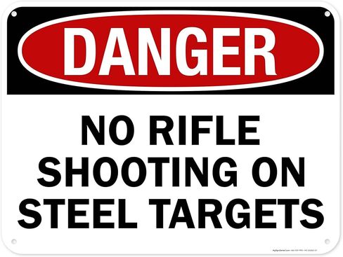 No Rifle Shooting On Steel Targets Sign, 10x7 Inches, 4 Mil Vinyl Decal Stickers Weather Resistant, Made in USA by My Sign Center in Saudi Arabia