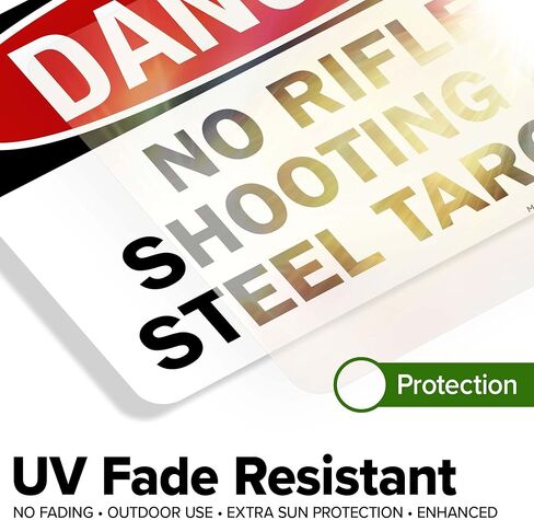 No Rifle Shooting On Steel Targets Sign, 10x7 Inches, 4 Mil Vinyl Decal Stickers Weather Resistant, Made in USA by My Sign Center in Saudi Arabia