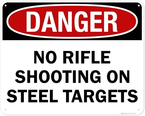 No Rifle Shooting On Steel Targets Sign, 10x7 Inches, 4 Mil Vinyl Decal Stickers Weather Resistant, Made in USA by My Sign Center in Saudi Arabia