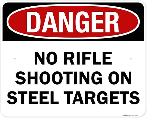 No Rifle Shooting On Steel Targets Sign, 10x7 Inches, 4 Mil Vinyl Decal Stickers Weather Resistant, Made in USA by My Sign Center in Saudi Arabia