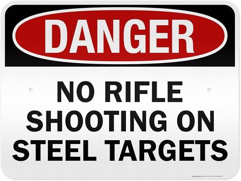 No Rifle Shooting On Steel Targets Sign, 10x7 Inches, 4 Mil Vinyl Decal Stickers Weather Resistant, Made in USA by My Sign Center in Saudi Arabia