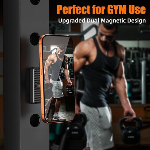Dual Magnetic Phone Holder for Gym, Workout, Kitchen or Any Metal Surface, Magnet Base Mount & Power Magnet Phone Mount for MagSafe iPhone 17 16 15 14 13 12 Series in Saudi Arabia