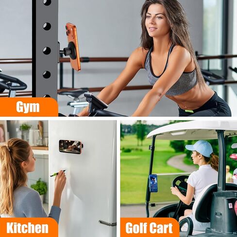 Dual Magnetic Phone Holder for Gym, Workout, Kitchen or Any Metal Surface, Magnet Base Mount & Power Magnet Phone Mount for MagSafe iPhone 17 16 15 14 13 12 Series in Saudi Arabia