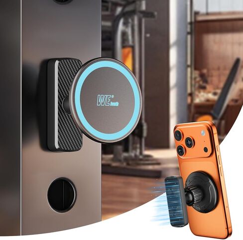 Dual Magnetic Phone Holder for Gym, Workout, Kitchen or Any Metal Surface, Magnet Base Mount & Power Magnet Phone Mount for MagSafe iPhone 17 16 15 14 13 12 Series in Saudi Arabia
