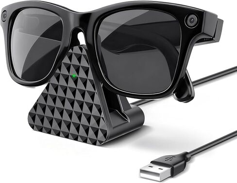 شاحن RayBan Meta Charger، محطة شحن متوافقة مع نظارات Ray-Ban Meta الذكية Wayfarer، بطانة الرأس، Skyler، Oakley HSTN، حامل تخزين وحامل عرض لنظارات Ray-Ban Meta in Saudi Arabia