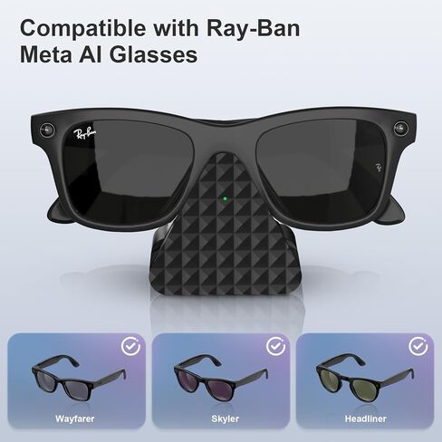 شاحن RayBan Meta Charger، محطة شحن متوافقة مع نظارات Ray-Ban Meta الذكية Wayfarer، بطانة الرأس، Skyler، Oakley HSTN، حامل تخزين وحامل عرض لنظارات Ray-Ban Meta in Saudi Arabia