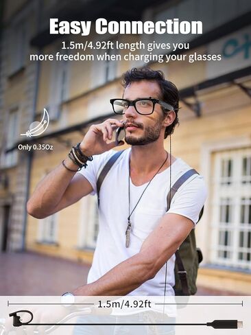 Charging Cable for Ray-Ban Meta Wayfarer/Skyler/Headliner Gen 2, RayBan Accessories, 4.92ft Type-C Charging While Using, Tangle-Free Cable, Portable for Travel/Car/Phone/Laptop/Power Bank Charging in Saudi Arabia