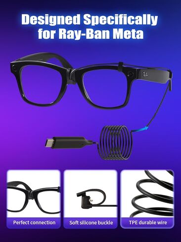 Charging Cable for Ray-Ban Meta Wayfarer/Skyler/Headliner Gen 2, RayBan Accessories, 4.92ft Type-C Charging While Using, Tangle-Free Cable, Portable for Travel/Car/Phone/Laptop/Power Bank Charging in Saudi Arabia