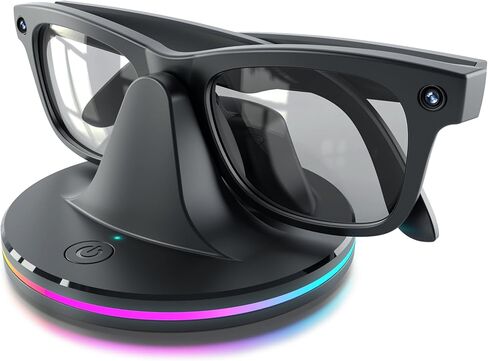 قاعدة شحن لنظارات Ray-Ban Meta الذكية، محطة شحن متوافقة مع Wayfarer وSkyler وHeadliner وOakley HSTN، ملحقات النظارات الذكية مع مؤشر LED، إضاءة محيطة، أسود in Saudi Arabia