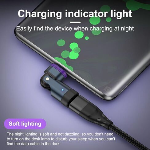 محول USB C مغناطيسي 240 وات (2 حزمة)، محول 16PIN USB C 90 درجة / محولات الزاوية اليمنى C / محولات C إلى C تدور 360 درجة لهاتف واحد 17/16/15، سلسلة 1Pad، الكمبيوتر اللوحي، الكمبيوتر المحمول in Kuwait