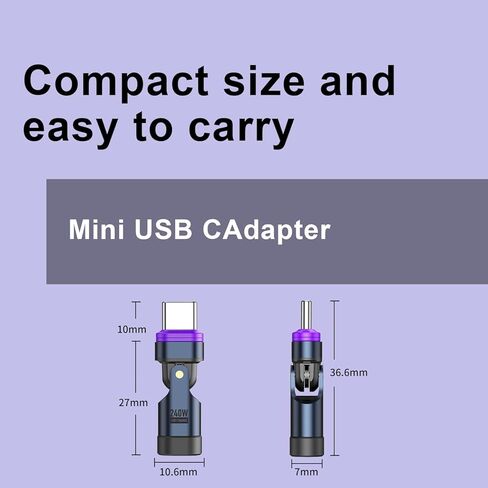 محول USB C مغناطيسي 240 وات (2 حزمة)، محول 16PIN USB C 90 درجة / محولات الزاوية اليمنى C / محولات C إلى C تدور 360 درجة لهاتف واحد 17/16/15، سلسلة 1Pad، الكمبيوتر اللوحي، الكمبيوتر المحمول in Kuwait
