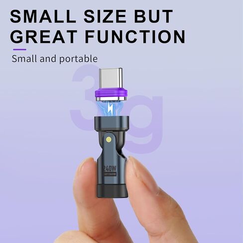 محول USB C مغناطيسي 240 وات (2 حزمة)، محول 16PIN USB C 90 درجة / محولات الزاوية اليمنى C / محولات C إلى C تدور 360 درجة لهاتف واحد 17/16/15، سلسلة 1Pad، الكمبيوتر اللوحي، الكمبيوتر المحمول in Kuwait