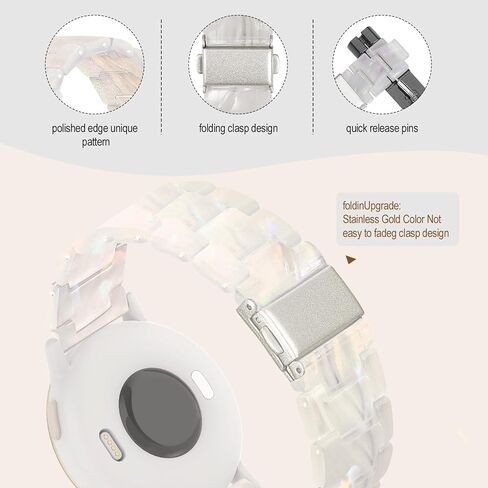 Compatible with Garmin Vivoactive 5 Watch Band Resin, 20mm Strap Compatible for Garmin Vivoactive 6/3/Forerunner 245/165/55/570 42mm/645 Wristband Bracelet Replacement with Stainless Steel Buckle in Saudi Arabia