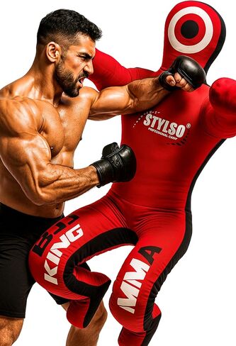 Grappling Dummy for Wrestling, BJJ, Judo, Karate, Jiu Jitsu Training, Adult, Youth Practice Dummies - Unfilled (Red) in Kuwait